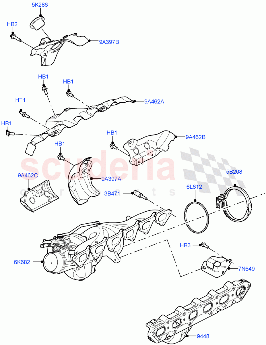 Turbocharger(Nitra Plant Build)(3.0L AJ20P6 Petrol High)((V)FROML2000001) of Land Rover Land Rover Discovery 5 (2017+) [3.0 I6 Turbo Petrol AJ20P6]