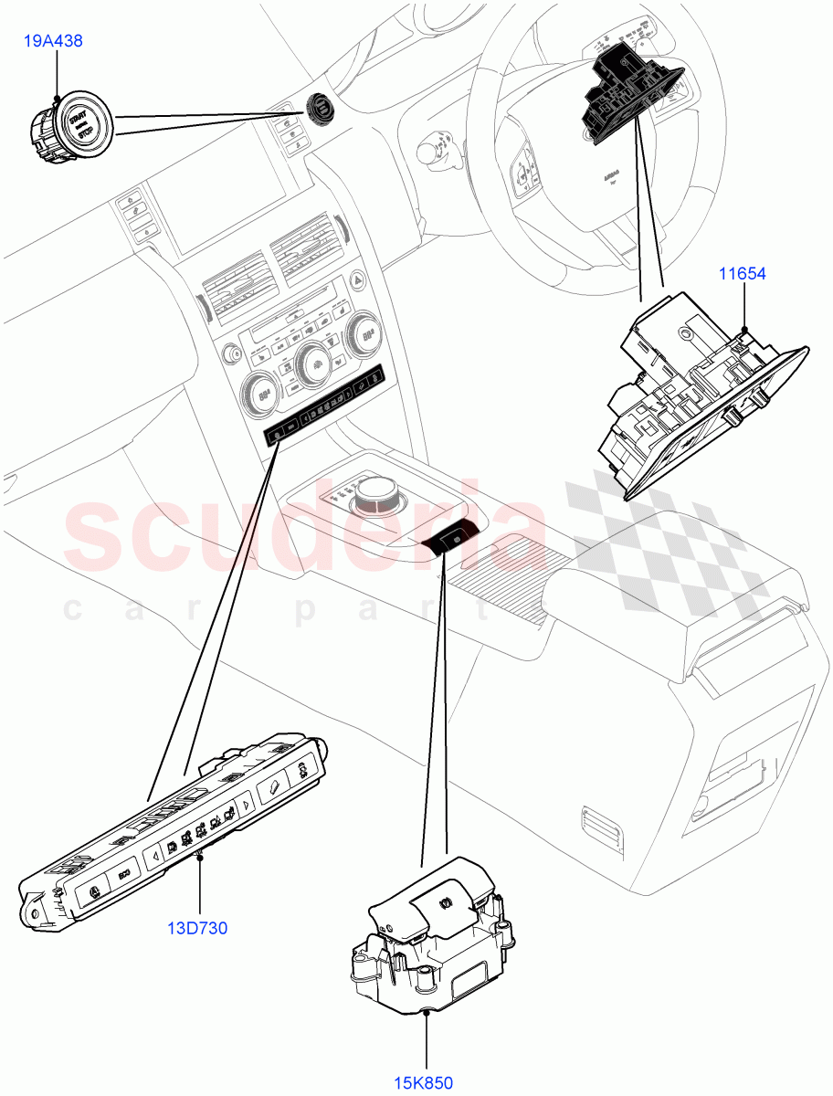 Switches(Facia And Console)(Itatiaia (Brazil))((V)FROMGT000001) of Land Rover Land Rover Discovery Sport (2015+) [2.0 Turbo Diesel AJ21D4]