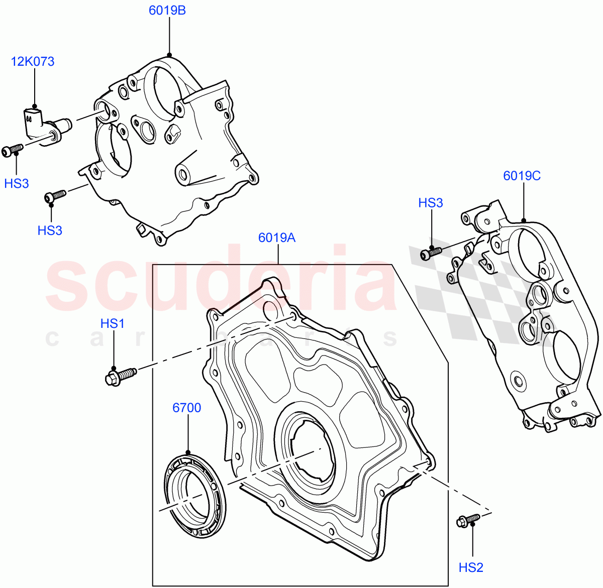 Timing Gear Covers (Nitra Plant Build) (3.0L DOHC GDI SC V6 PETROL) ((V) FROMK2000001) of Land Rover Land Rover Discovery 5 (2017+) [3.0 DOHC GDI SC V6 Petrol]