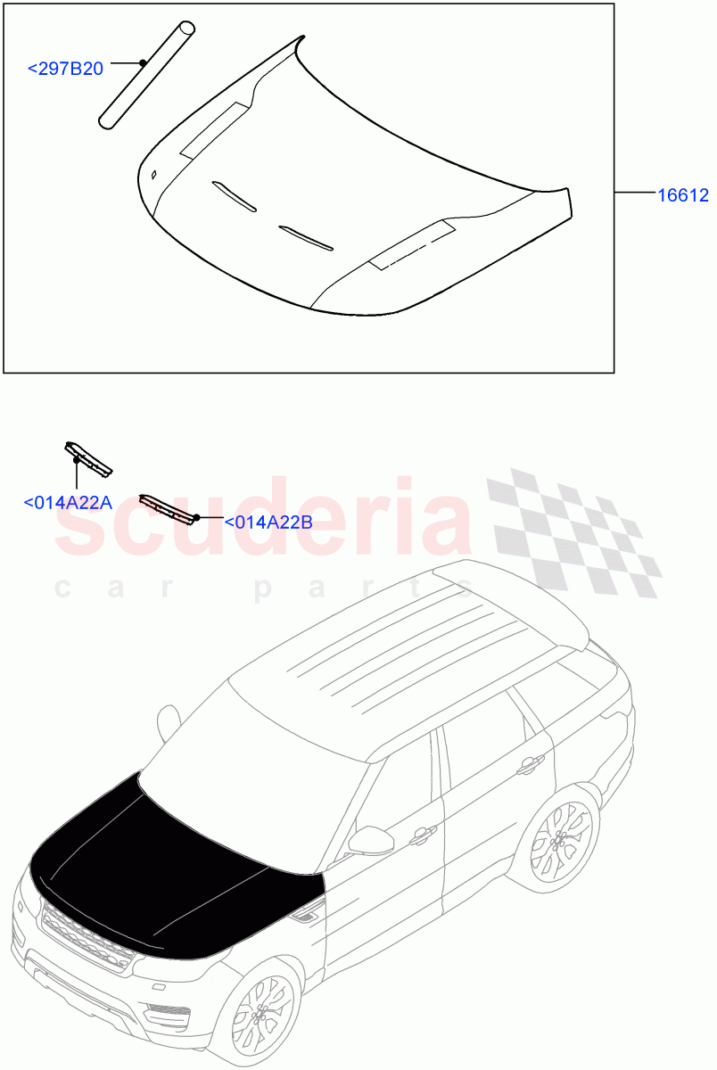 Hood And Related Parts(Bonnet - Body Colour Carbon Fibre,Bonnet - Exposed Carbon Fibre)((V)FROMJA000001) of Land Rover Land Rover Range Rover Sport (2014+) [3.0 I6 Turbo Diesel AJ20D6]