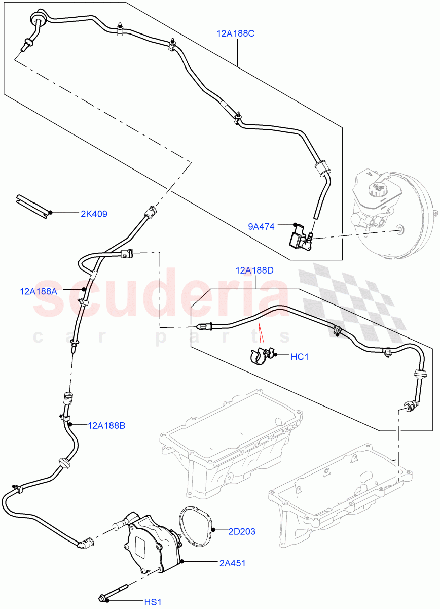 Vacuum Control And Air Injection (3.0L DOHC GDI SC V6 PETROL, LHD) of Land Rover Land Rover Range Rover Velar (2017+) [3.0 DOHC GDI SC V6 Petrol]