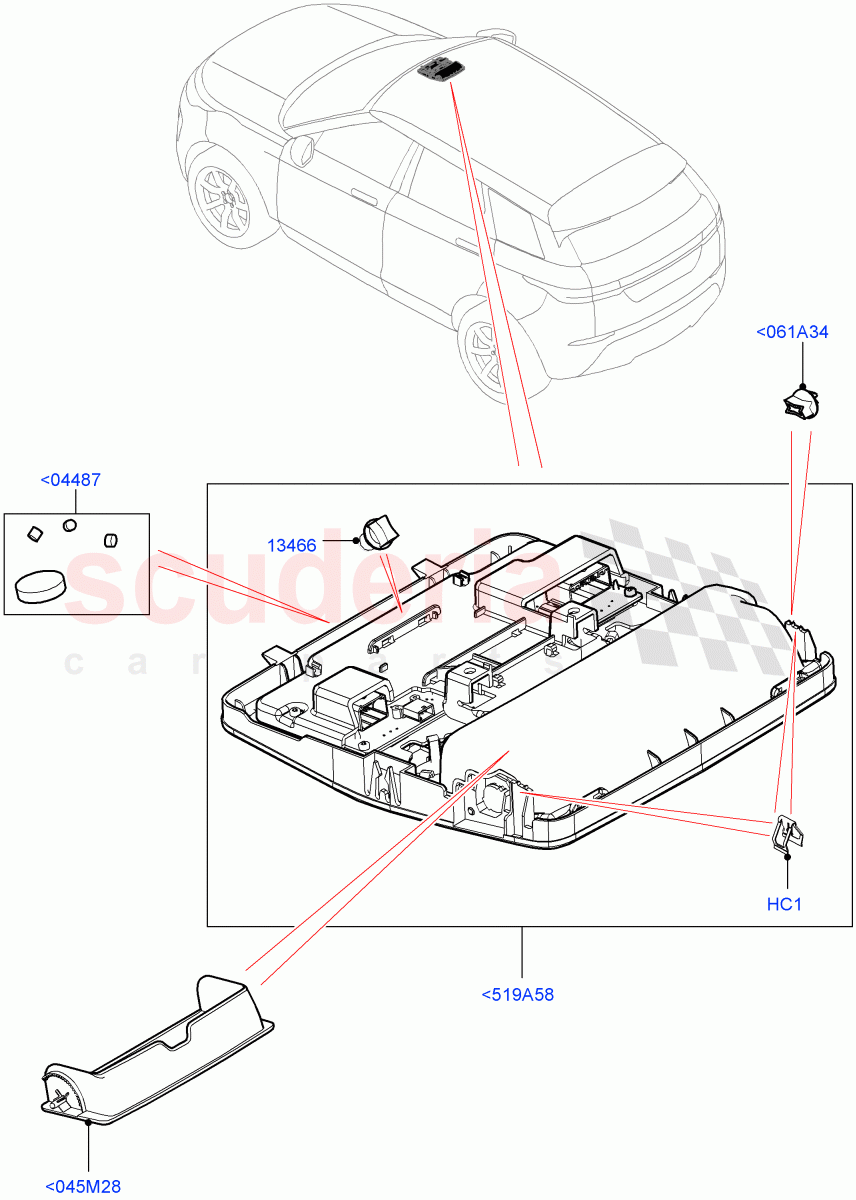 Console - Overhead(Itatiaia (Brazil)) of Land Rover Land Rover Range Rover Evoque (2019+) [2.0 Turbo Diesel AJ21D4]