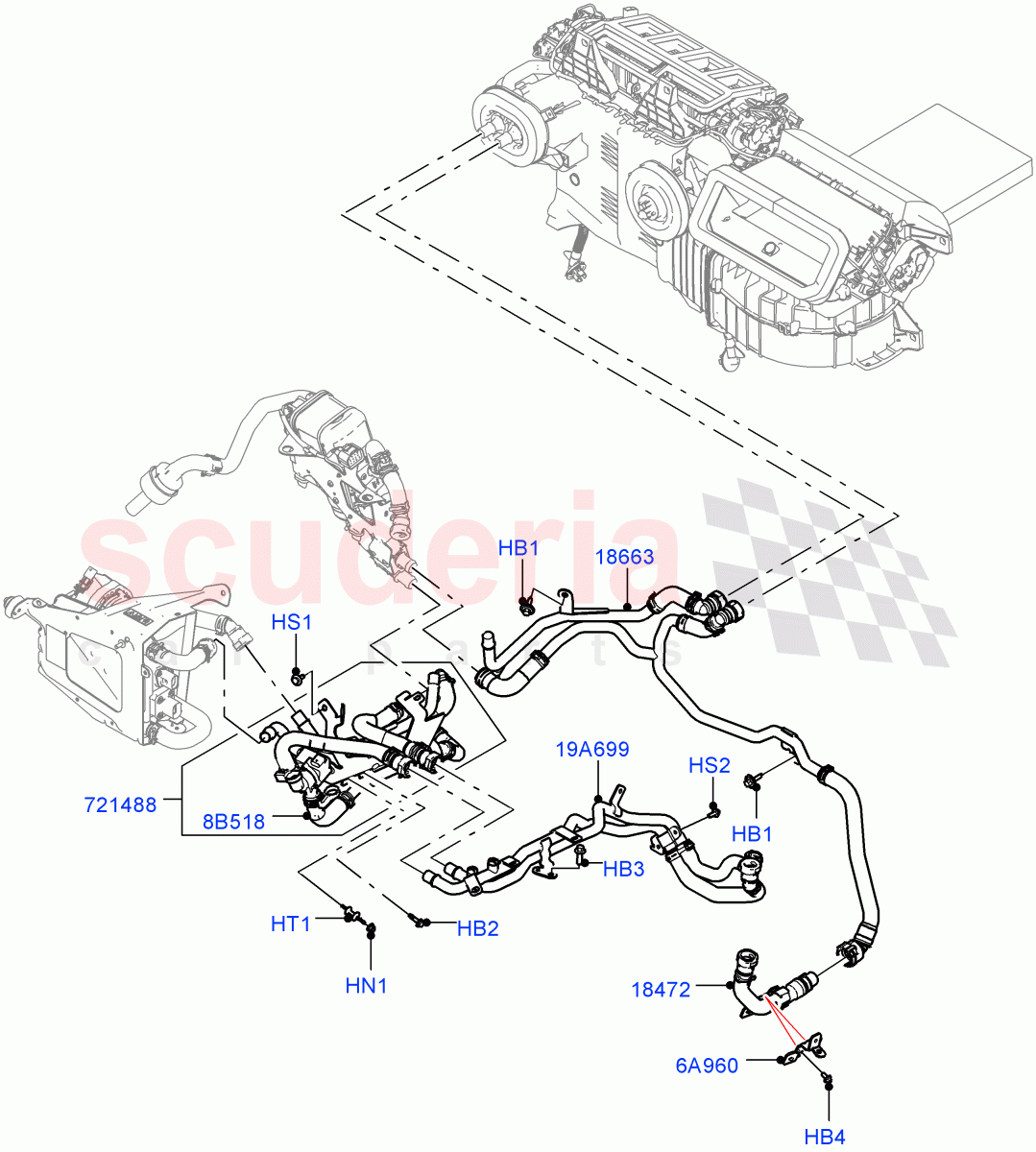 Heater Hoses (Front) (2.0L AJ200P Hi PHEV, With Air Conditioning - Front/Rear, Electric Engine Battery-PHEV, With Front Comfort Air Con (IHKA)) ((V) FROMKA000001) of Land Rover Land Rover Range Rover Sport (2014+) [5.0 OHC SGDI SC V8 Petrol]