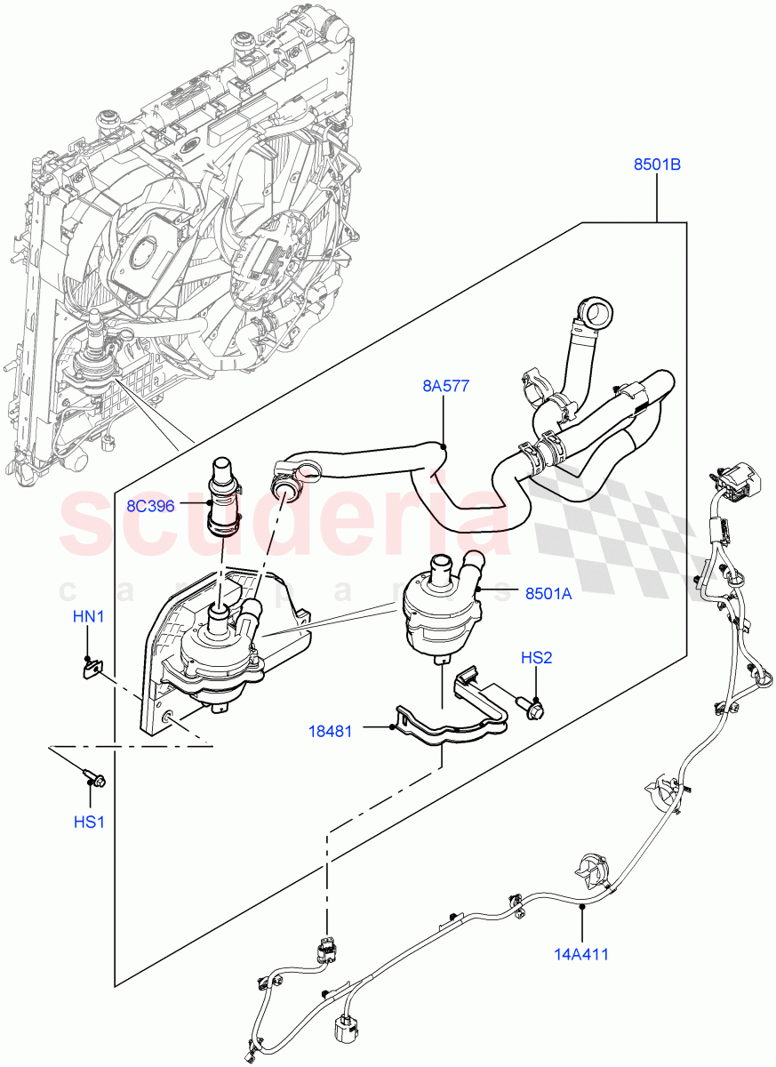 Water Pump (Solihull Plant Build, Auxiliary Unit) (3.0 V6 D Gen2 Mono Turbo, 8 Speed Auto Trans ZF 8HP70 4WD, 3.0 V6 D Gen2 Twin Turbo, 3.0 V6 D Low MT ROW) ((V) FROMFA000001) of Land Rover Land Rover Range Rover (2012-2021) [3.0 Diesel 24V DOHC TC]
