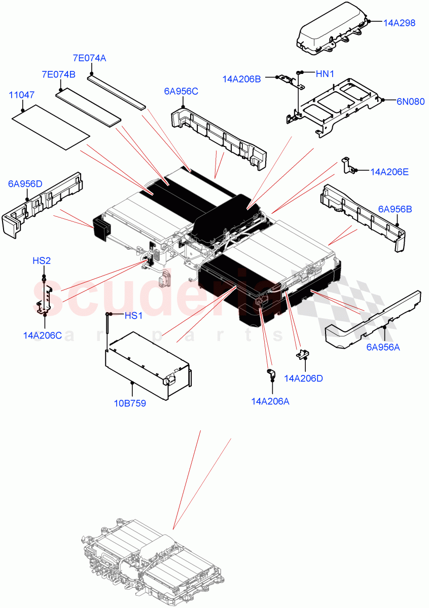 Hybrid Electrical Modules (Traction Battery Modules) (Changsu (China), Electric Engine Battery-PHEV) ((V) FROMMG575835) of Land Rover Land Rover Range Rover Evoque (2019+) [1.5 I3 Turbo Petrol AJ20P3]