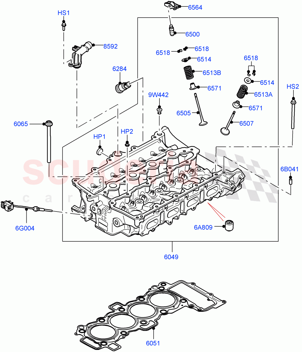 Cylinder Head (Nitra Plant Build) (2.0L I4 High DOHC AJ200 Petrol, 2.0L AJ200P Hi PHEV) ((V) FROMK2000001) of Land Rover Land Rover Defender (2020+) [2.0 Turbo Petrol AJ200P]