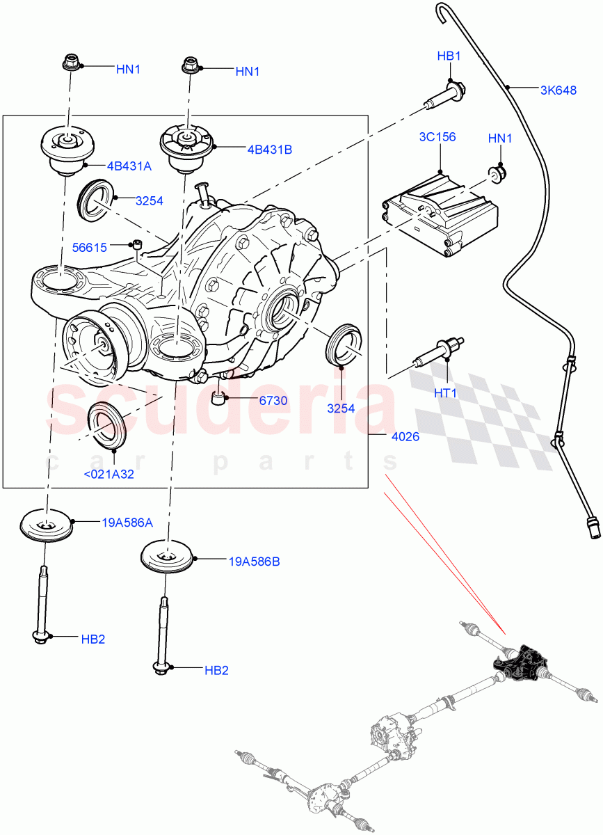 Rear Axle(3.0 V6 Diesel Electric Hybrid Eng,8 Speed Auto Trans ZF 8HP70 HEV 4WD,Rear Axle Open Style Differential,3.0 V6 D Gen2 Twin Turbo)((V)FROMEA000001) of Land Rover Land Rover Range Rover (2012-2021) [2.0 Turbo Petrol AJ200P]