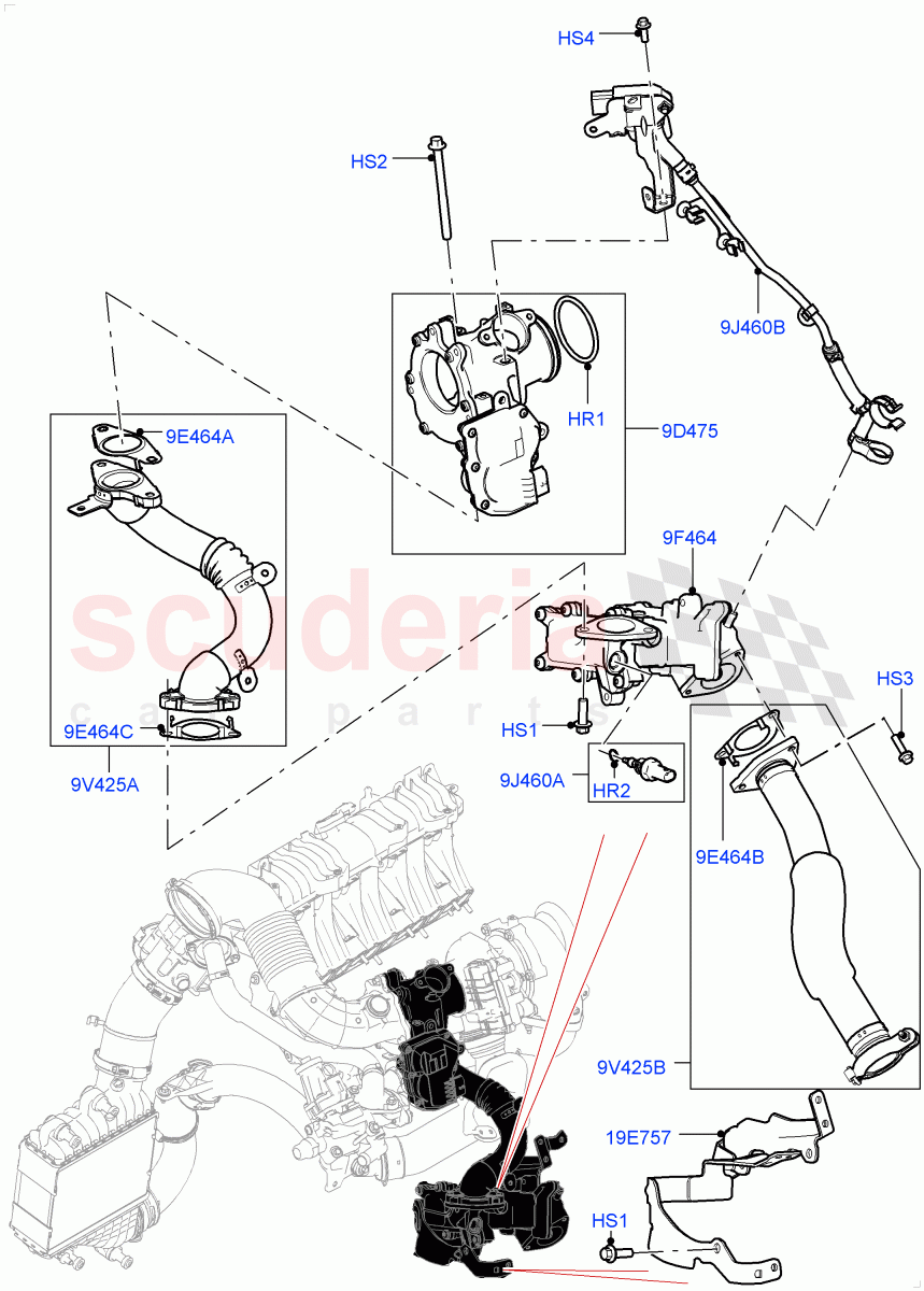 Exhaust Gas Recirculation (Low Pressure EGR) (2.0L I4 DSL HIGH DOHC AJ200, Itatiaia (Brazil)) ((V) FROMJT000001) of Land Rover Land Rover Range Rover Evoque (2012-2018) [2.0 Turbo Diesel]