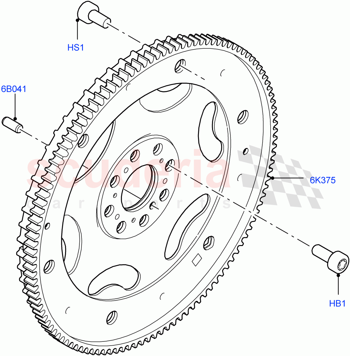 Flywheel(3.0L AJ20D6 Diesel High)((V)FROMLA000001) of Land Rover Land Rover Range Rover (2012-2021) [3.0 I6 Turbo Diesel AJ20D6]