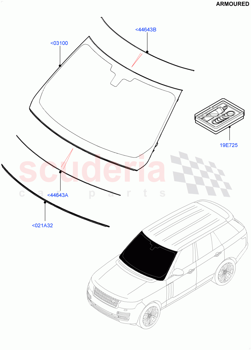 Windscreen/Inside Rear View Mirror(Armoured)((V)FROMEA000001) of Land Rover Land Rover Range Rover (2012-2021) [3.0 I6 Turbo Diesel AJ20D6]