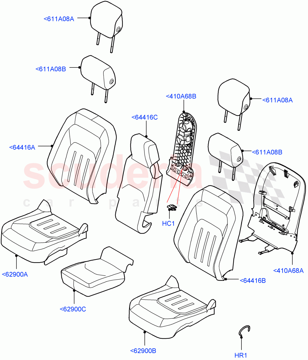 Front Seat Covers(Short Wheelbase,Taurus Leather/Robust Woven Textile,Standard Wheelbase) of Land Rover Land Rover Defender (2020+) [2.0 Turbo Petrol AJ200P]