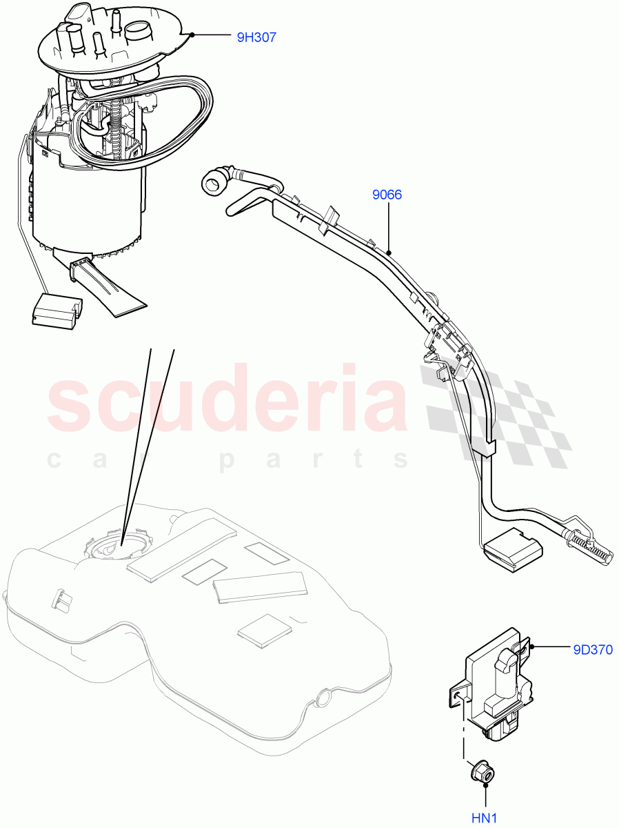 Fuel Pump And Sender Unit (2.0L I4 DSL HIGH DOHC AJ200, Halewood (UK), With Diesel Exh Fluid Emission Tank, 2.0L I4 DSL MID DOHC AJ200) of Land Rover Land Rover Discovery Sport (2015+) [2.0 Turbo Diesel]