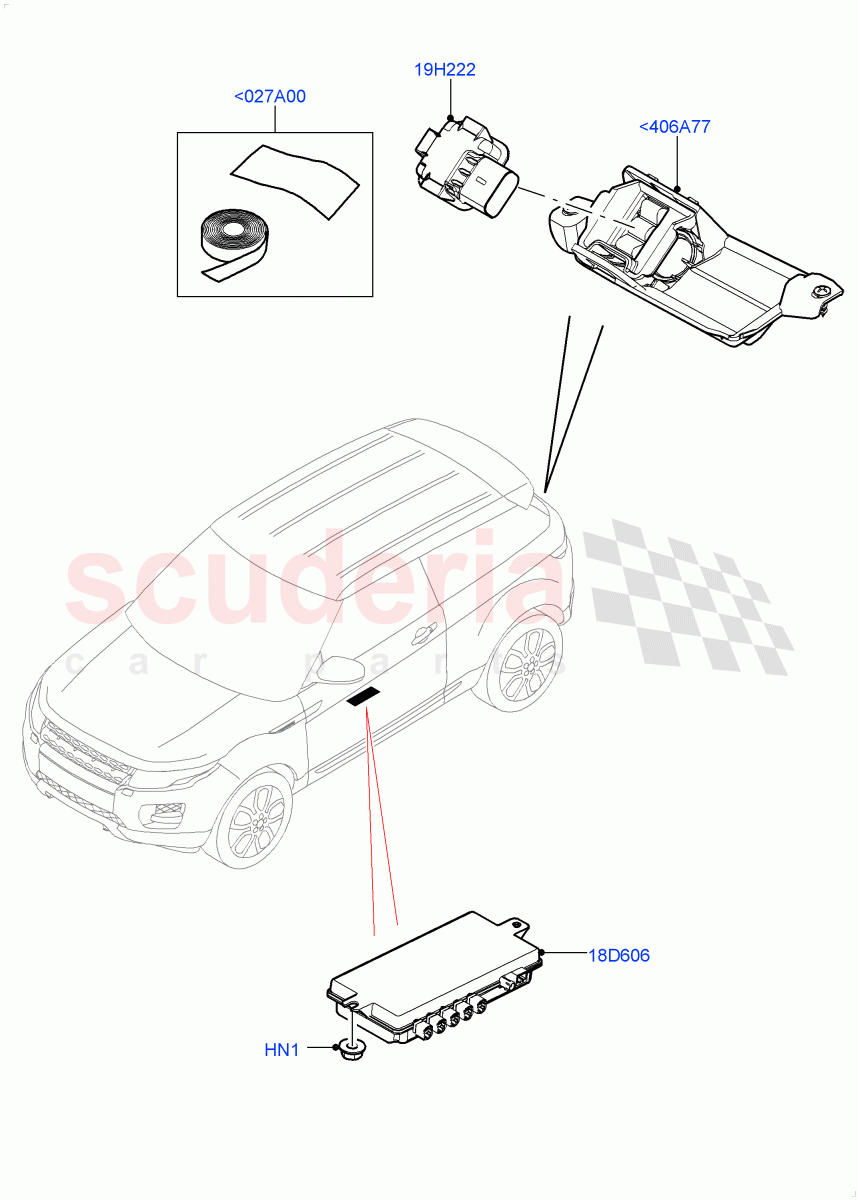 Camera Equipment (Halewood (UK), Rear View Camera-Fixed) ((V) FROMEH000001) of Land Rover Land Rover Range Rover Evoque (2012-2018) [2.2 Single Turbo Diesel]