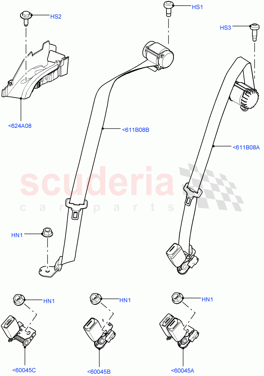 Rear Seat Belts(Itatiaia (Brazil))((V)FROMGT000001) of Land Rover Land Rover Range Rover Evoque (2012-2018) [2.0 Turbo Petrol AJ200P]