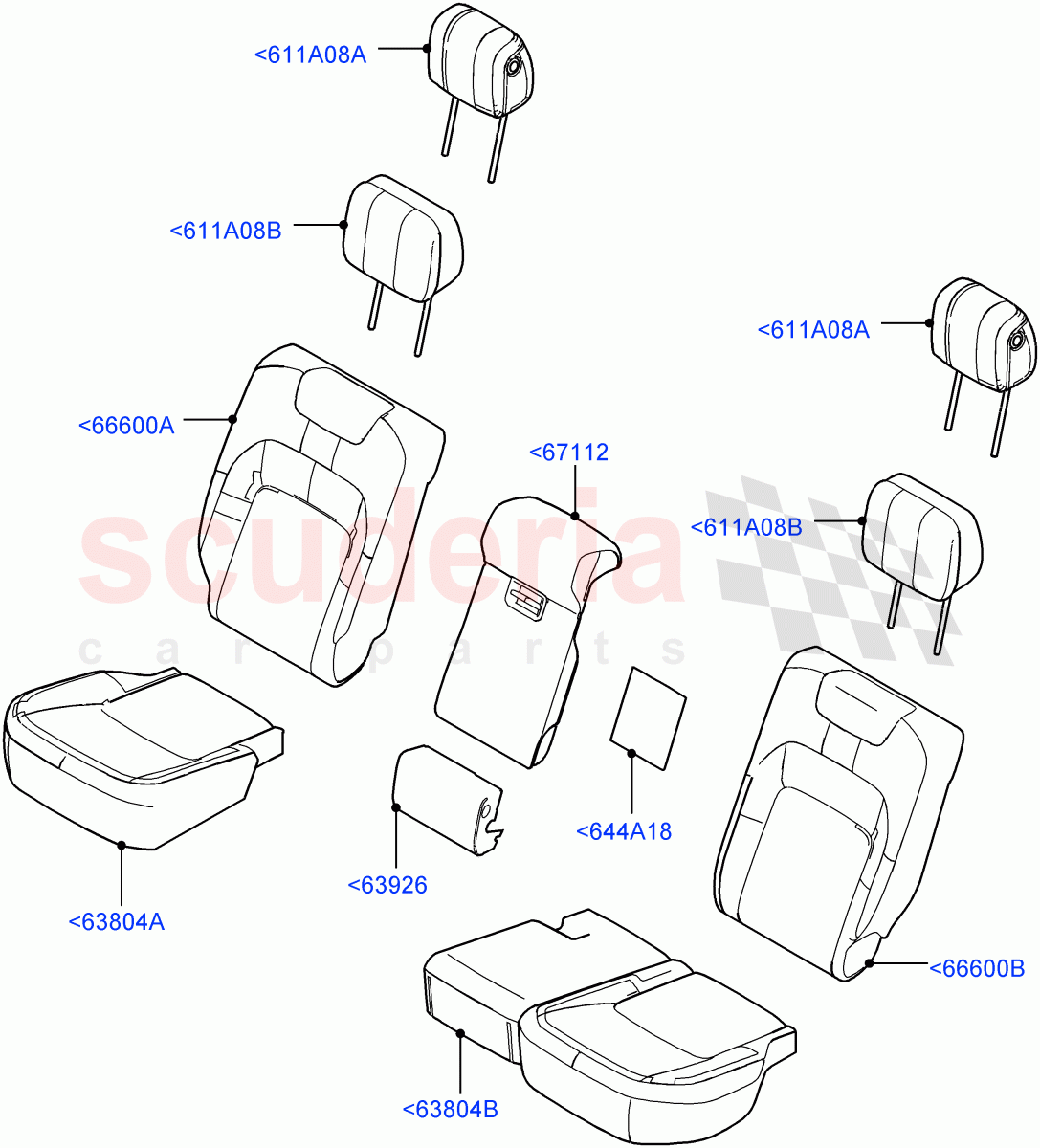 Rear Seat Covers(Windsor Leather Perforated,With 60/40 Power Fold Thru Rr Seat)((V)FROMJA000001) of Land Rover Land Rover Range Rover (2012-2021) [2.0 Turbo Petrol AJ200P]