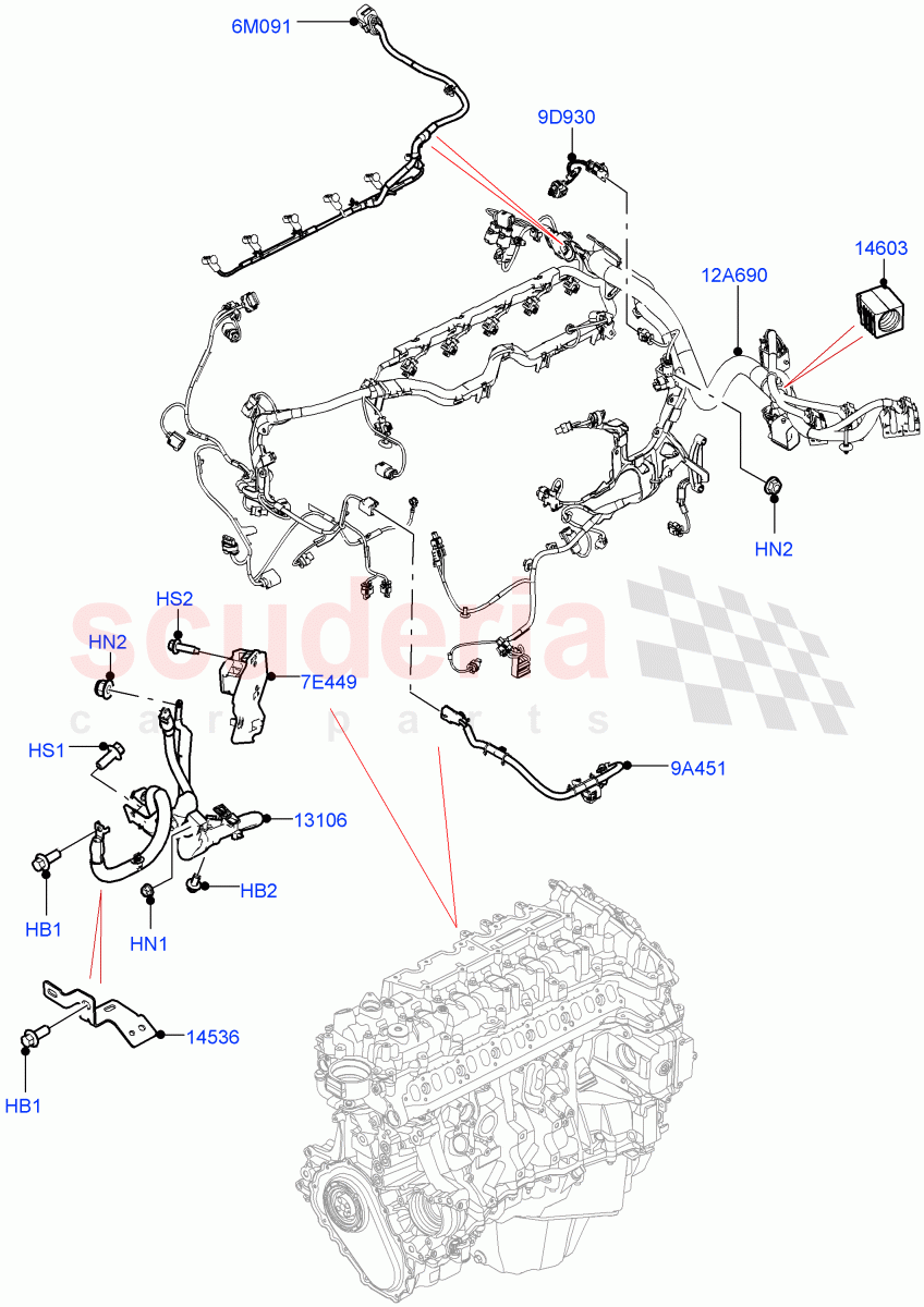 Electrical Wiring - Engine And Dash(3.0L AJ20D6 Diesel High)((V)FROMLA000001) of Land Rover Land Rover Range Rover (2012-2021) [5.0 OHC SGDI NA V8 Petrol]