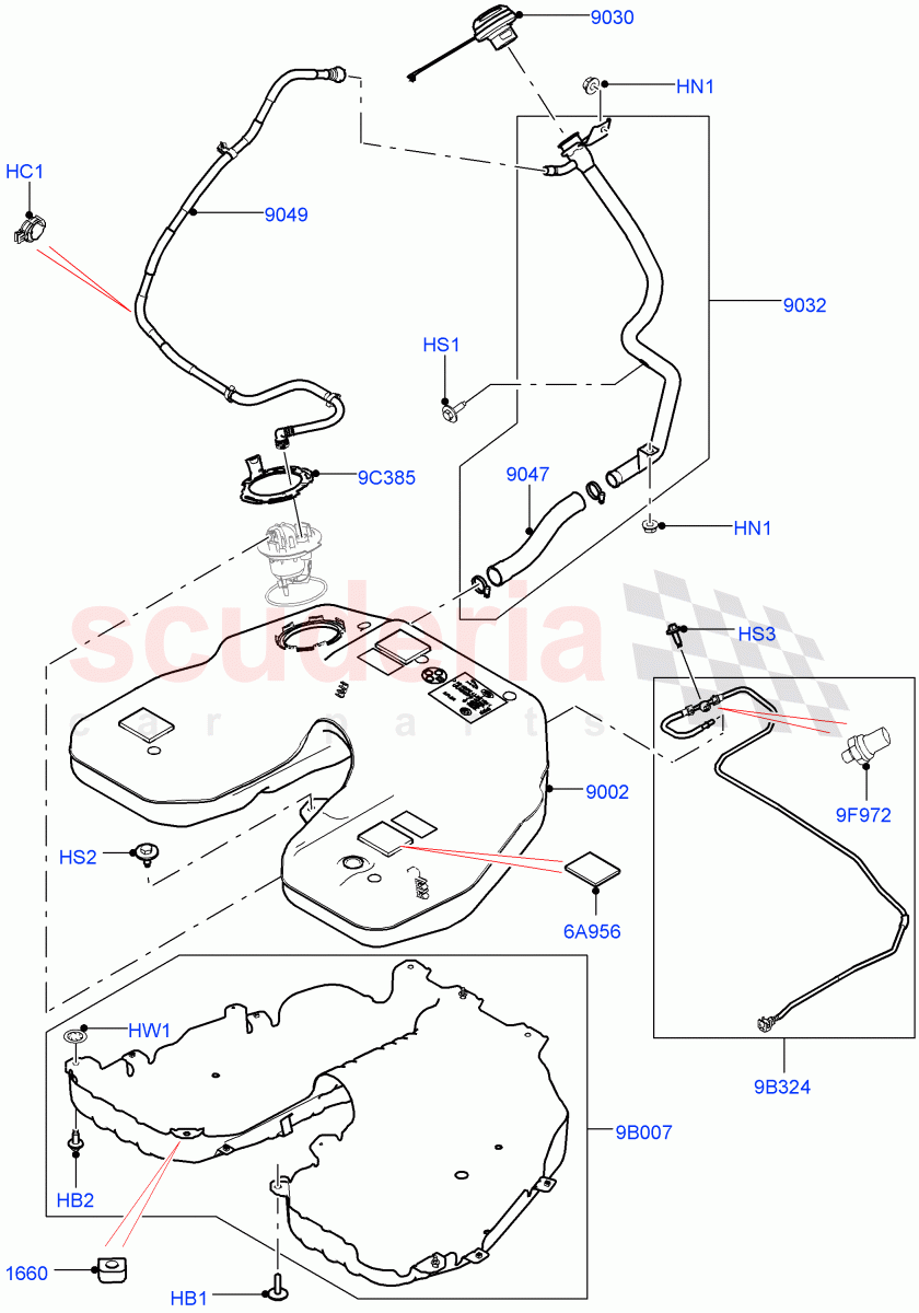 Fuel Tank & Related Parts(3.0L AJ20P6 Petrol High)((V)FROMKA000001) of Land Rover Land Rover Range Rover Sport (2014+) [3.0 I6 Turbo Petrol AJ20P6]