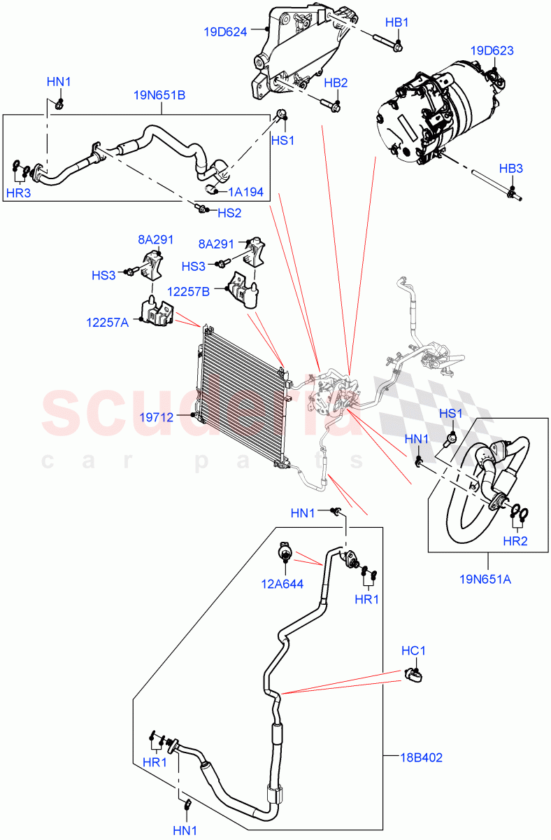 Air Conditioning Condensr/Compressr (Front) (2.0L AJ200P Hi PHEV) ((V) FROMJA000001) of Land Rover Land Rover Range Rover Sport (2014+) [5.0 OHC SGDI SC V8 Petrol]