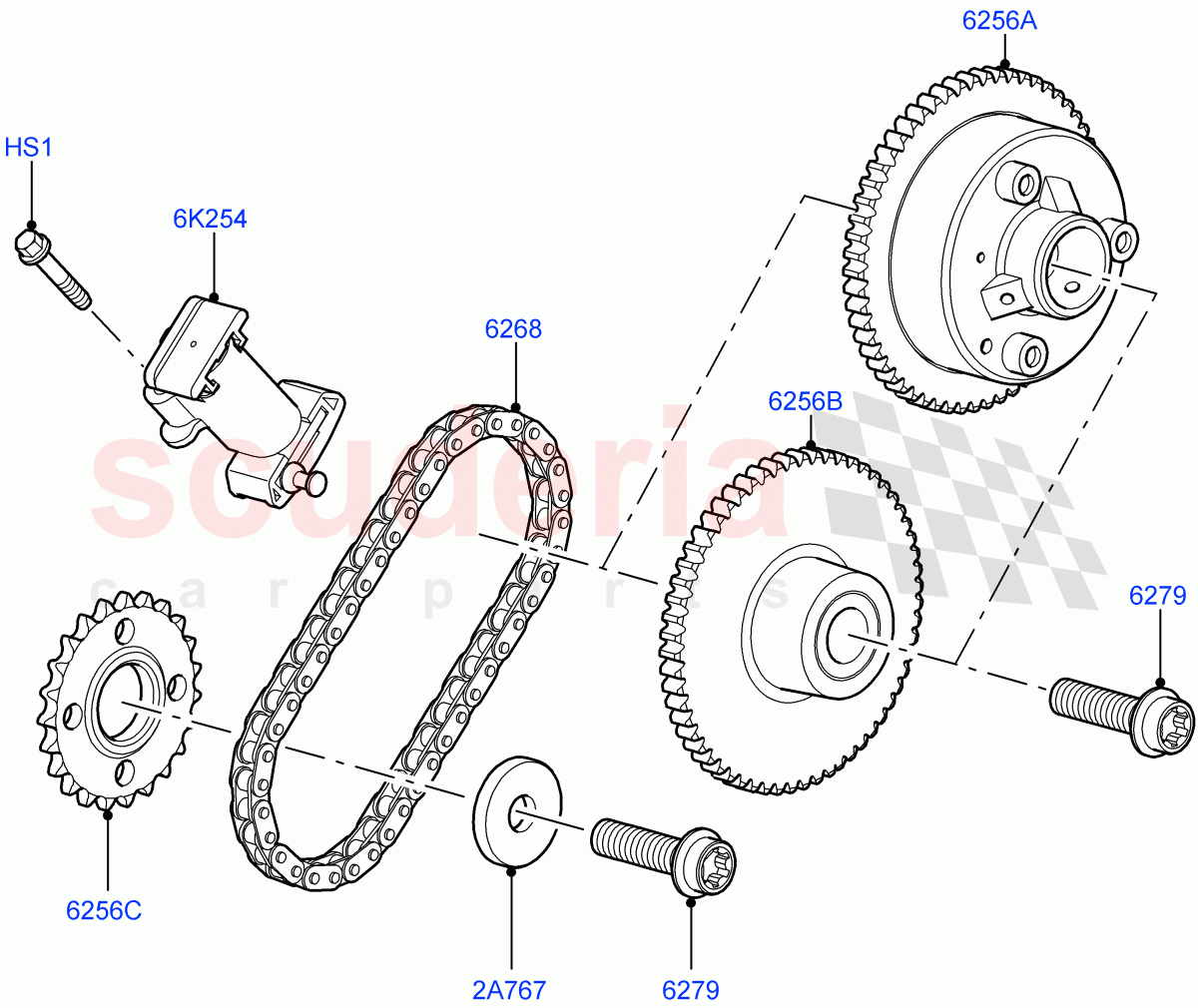 Timing Gear (Upper) (AJ Petrol 4.2 V8 Supercharged) of Land Rover Land Rover Range Rover Sport (2005-2009) [4.2 Petrol V8 Supercharged]