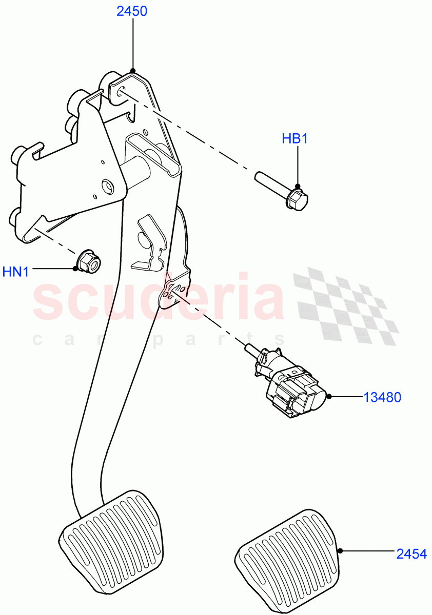 Brake And Clutch Controls(Nitra Plant Build)((V)FROMK2000001) of Land Rover Land Rover Discovery 5 (2017+) [2.0 Turbo Diesel]