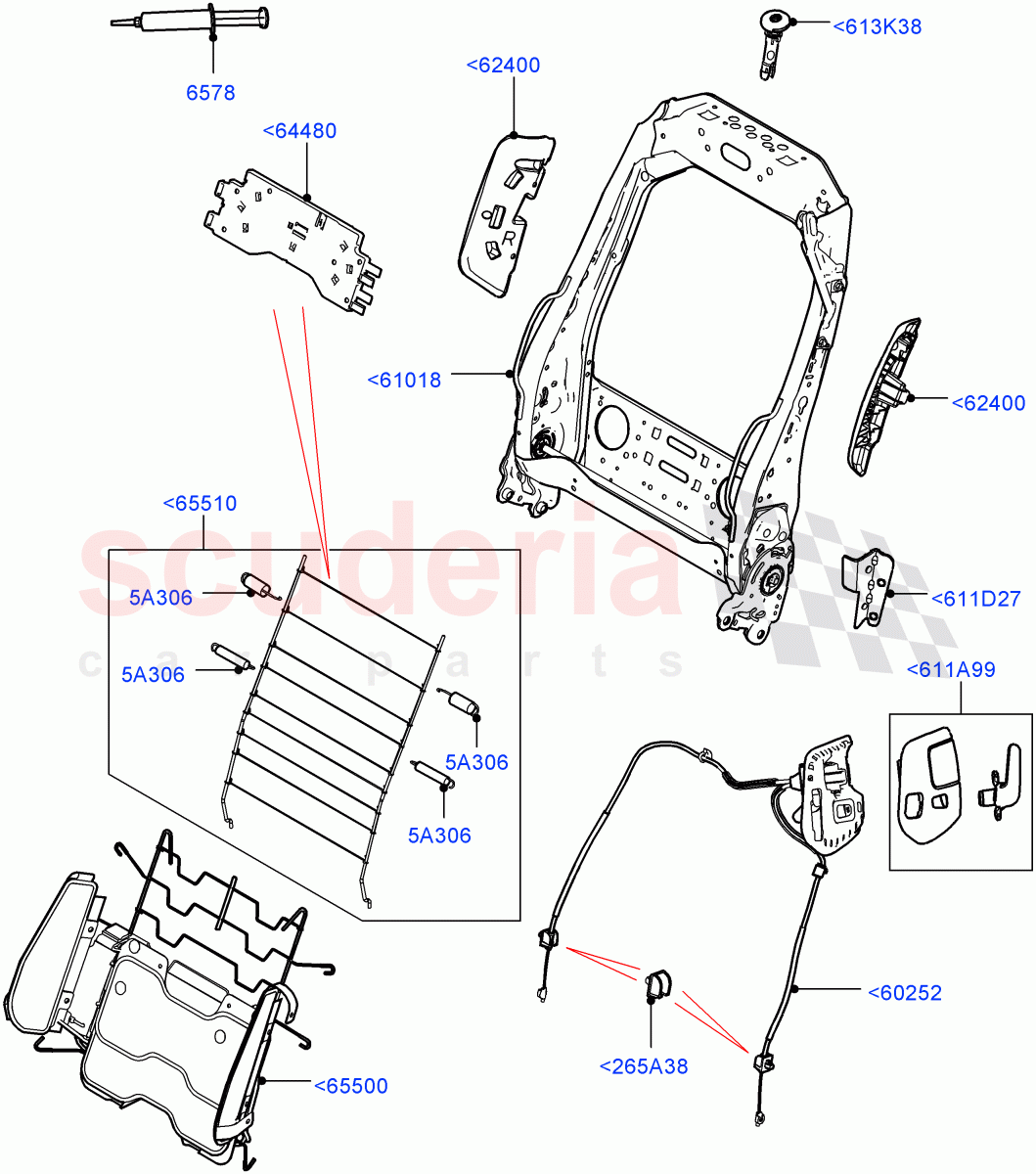 Front Seat Back (2 Door Convertible, Halewood (UK), Seat - Standard) ((V) FROMGH000001) of Land Rover Land Rover Range Rover Evoque (2012-2018) [2.0 Turbo Petrol AJ200P]