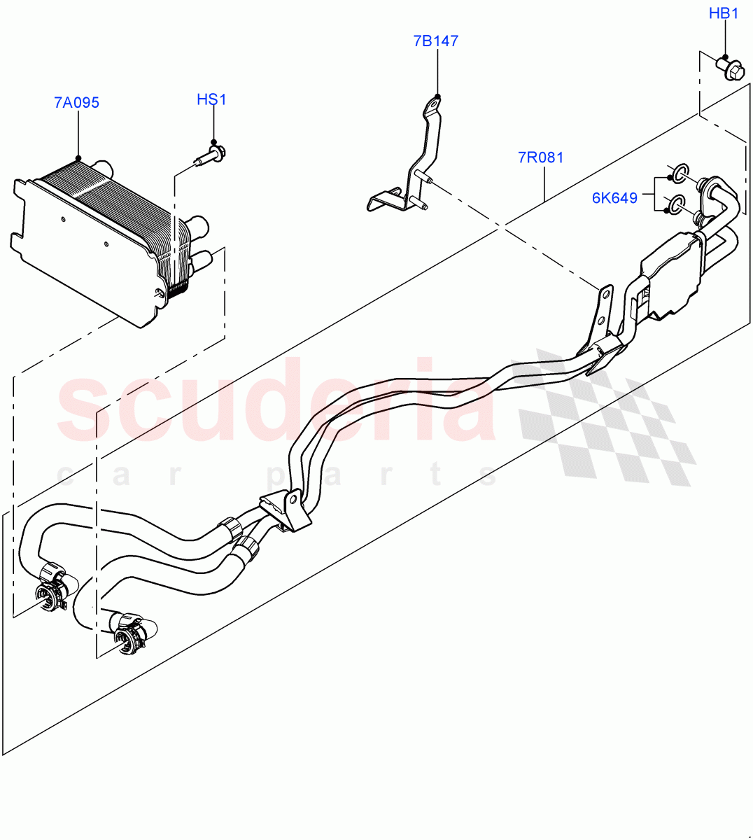Transmission Cooling Systems (Solihull Plant Build) (2.0L I4 DSL HIGH DOHC AJ200, 8 Speed Auto Trans ZF 8HP70 4WD) ((V) FROMHA000001) of Land Rover Land Rover Range Rover Sport (2014+) [3.0 I6 Turbo Petrol AJ20P6]