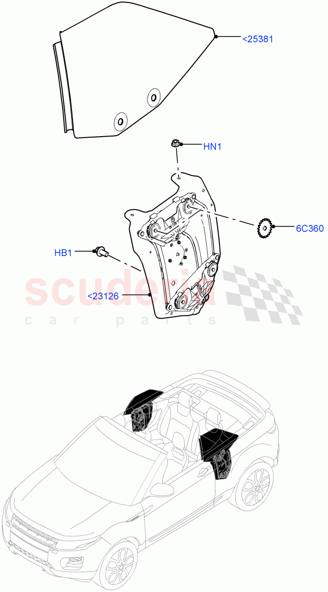 Rear Door Glass And Window Controls(2 Door Convertible,Halewood (UK)) of Land Rover Land Rover Range Rover Evoque (2012-2018) [2.0 Turbo Diesel]