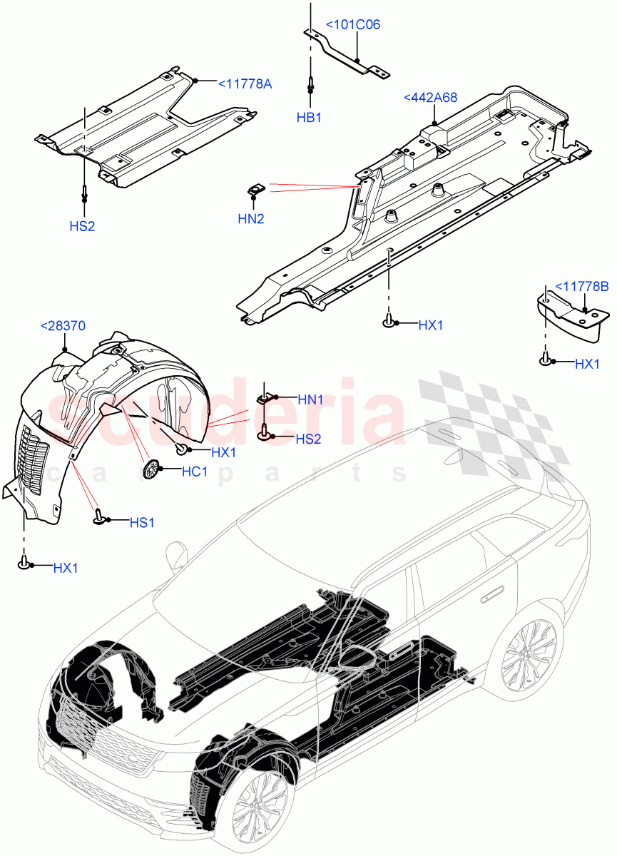 Front Panels, Aprons & Side Members(Wheelhouse) of Land Rover Land Rover Range Rover Velar (2017+) [5.0 OHC SGDI SC V8 Petrol]