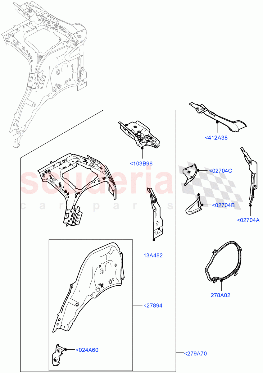 Side Panels - Inner(Middle - Rear, Inner - Rear)(Halewood (UK)) of Land Rover Land Rover Range Rover Evoque (2019+) [2.0 Turbo Petrol AJ200P]