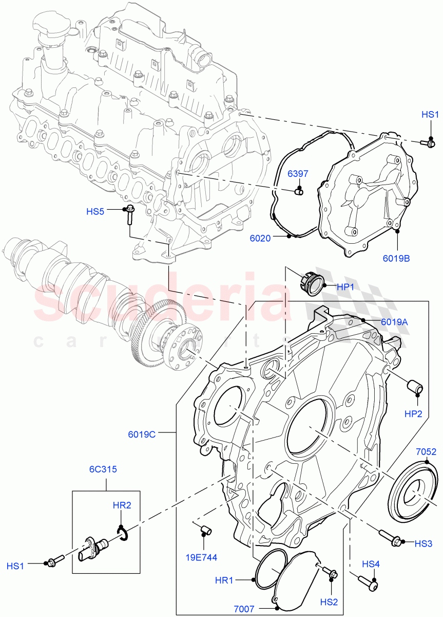 Timing Gear Covers(2.0L AJ21D4 Diesel Mid,Itatiaia (Brazil)) of Land Rover Land Rover Range Rover Evoque (2019+) [2.0 Turbo Diesel AJ21D4]