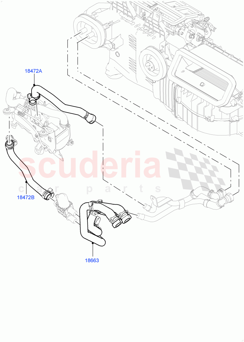 Heater Hoses (Front) (4.4L DOHC DITC V8 Diesel, Park Heating With Remote Control) ((V) TOHA999999) of Land Rover Land Rover Range Rover (2012-2021) [4.4 DOHC Diesel V8 DITC]