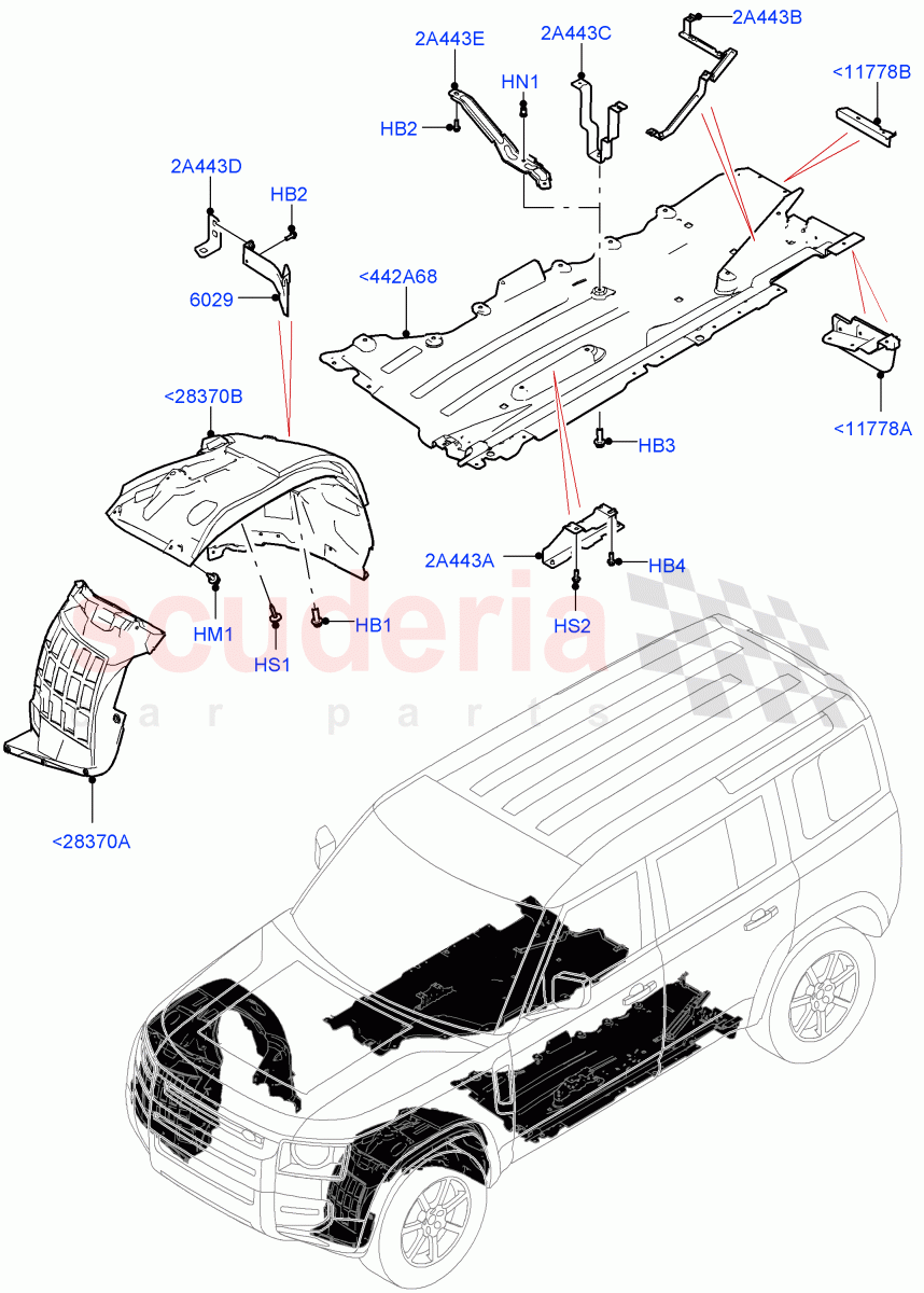 Front Panels, Aprons & Side Members (Wheelhouse) of Land Rover Land Rover Defender (2020+) [3.0 I6 Turbo Petrol AJ20P6]