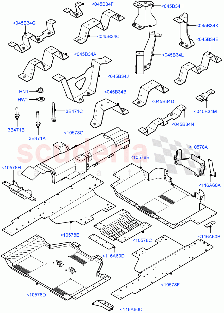 Floor Pan - Centre And Rear(Steel Floor)(Armoured)((V)FROMJA000001) of Land Rover Land Rover Range Rover (2012-2021) [2.0 Turbo Petrol AJ200P]