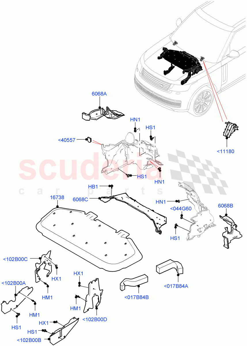 Insulators - Front(Engine Compartment) of Land Rover Land Rover Range Rover (2022+) [4.4 V8 Turbo Petrol NC10]