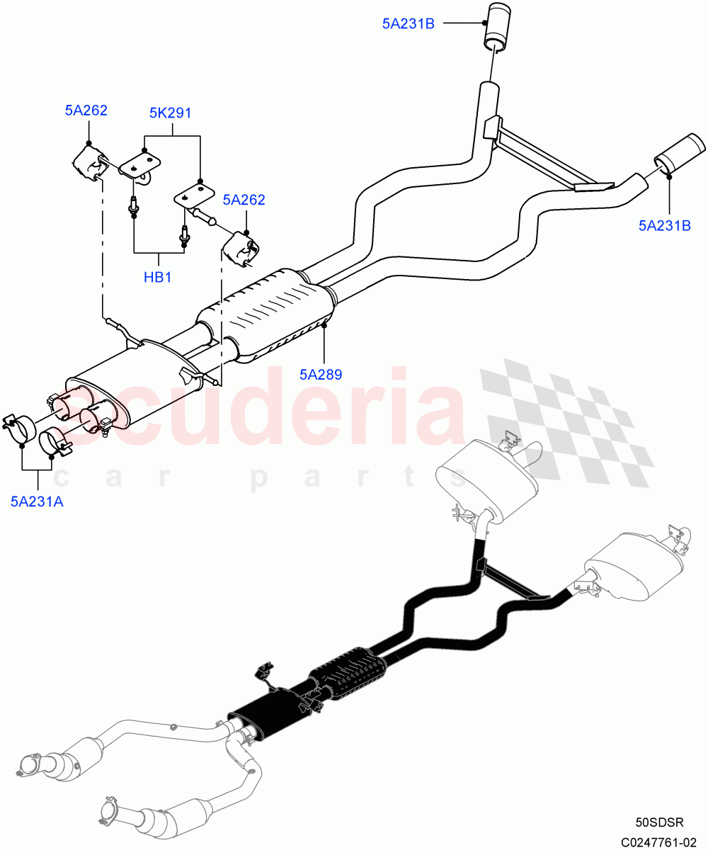 Exhaust System (Middle Section) (5.0L OHC SGDI SC V8 Petrol - AJ133) ((V) TOHA999999) of Land Rover Land Rover Range Rover Sport (2014+) [5.0 OHC SGDI SC V8 Petrol]