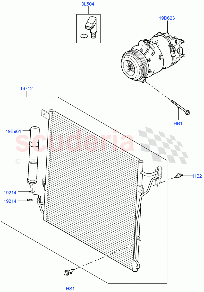 Air Conditioning Condensr/Compressr(3.0L DOHC GDI SC V6 PETROL)((V)FROMEA000001) of Land Rover Land Rover Discovery 4 (2010-2016) [3.0 DOHC GDI SC V6 Petrol]