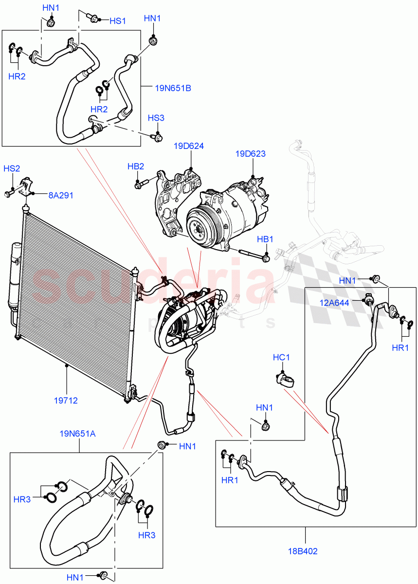 Air Conditioning Condensr/Compressr (Front) (3.0L AJ20P6 Petrol High) ((V) TOL2999999) of Land Rover Land Rover Defender (2020+) [2.0 Turbo Diesel]