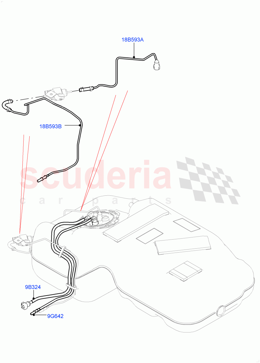 Fuel Lines(Rear)(2.0L I4 DSL MID DOHC AJ200,Itatiaia (Brazil),2.0L I4 DSL HIGH DOHC AJ200)((V)FROMGT000001) of Land Rover Land Rover Discovery Sport (2015+) [2.0 Turbo Diesel]