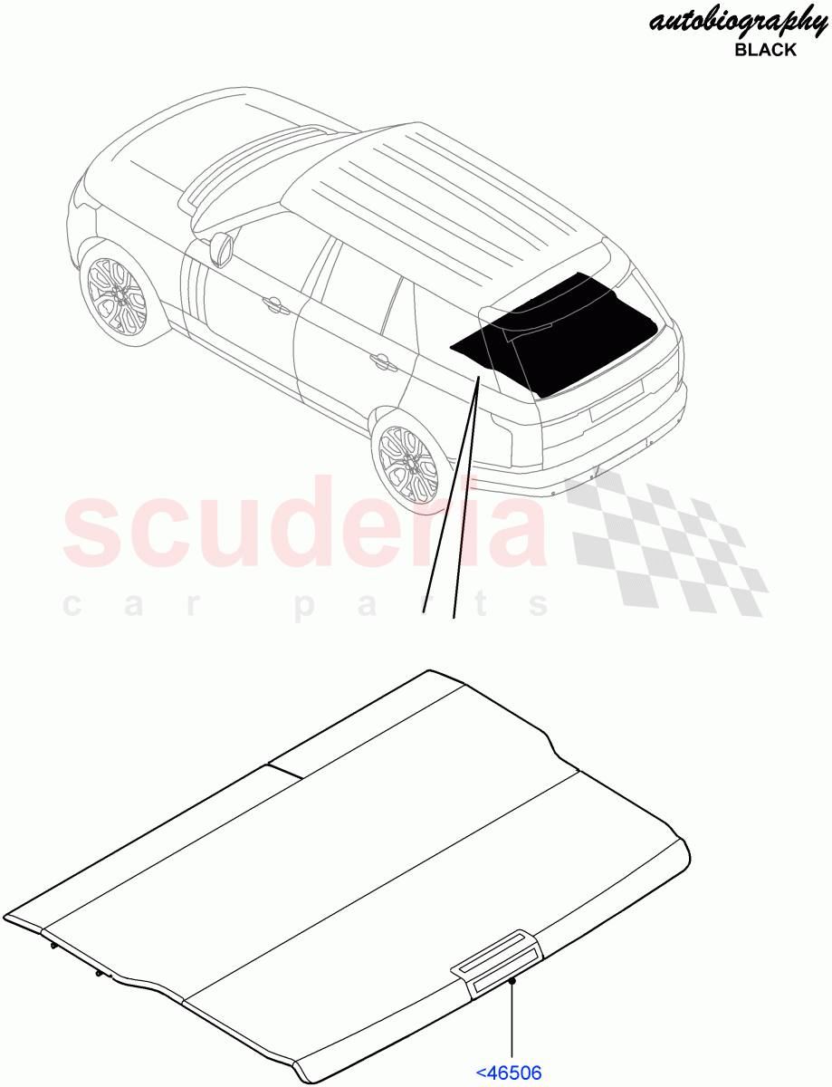 Load Compartment Trim(Package Tray, Autobiography Black / SV Autobiography, Upper)(Limited Package,40/20/40 Super Slouch Rear Seat,Less Version Package,With 2 Rear Small Individual Seats,With 40/40 Split Individual Rr Seat)((V)FROMEA000001) of Land Rover Land Rover Range Rover (2012-2021) [2.0 Turbo Petrol AJ200P]