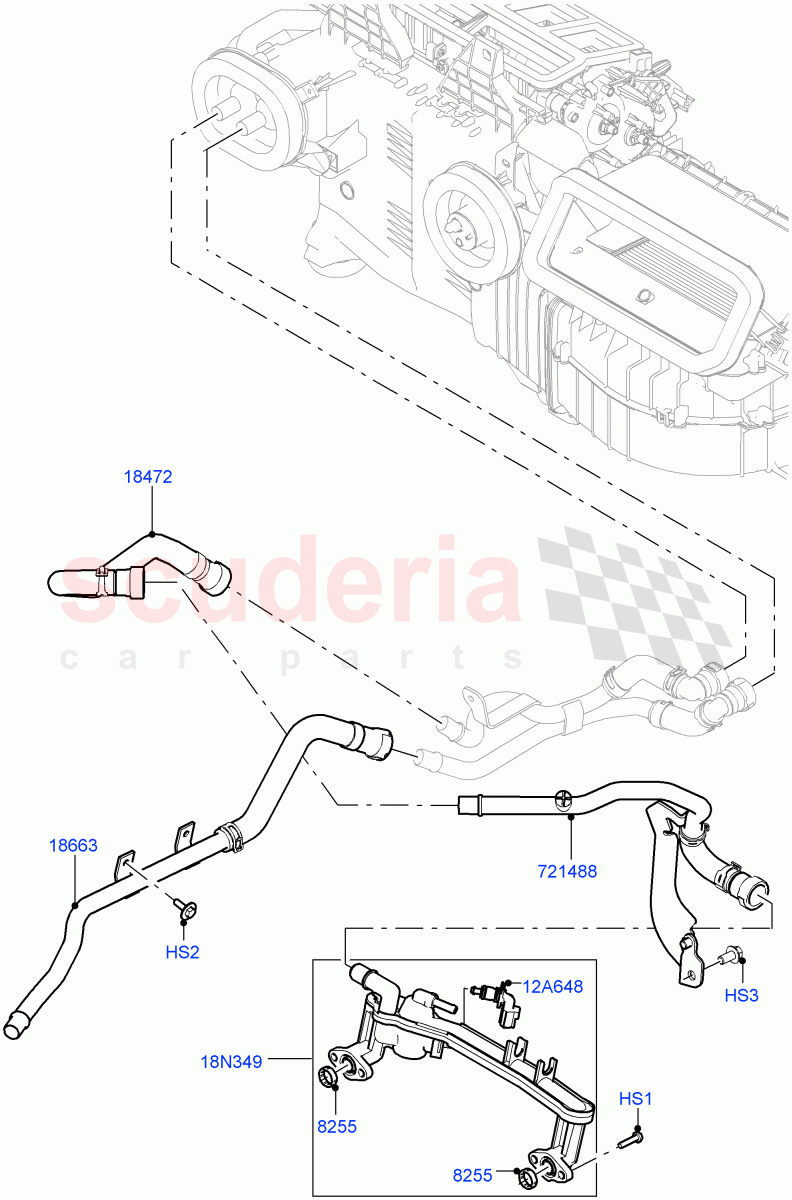 Heater Hoses(Front)(5.0L OHC SGDI NA V8 Petrol - AJ133,With Ptc Heater,5.0L OHC SGDI SC V8 Petrol - AJ133,With Fresh Air Heater)((V)TOHA999999) of Land Rover Land Rover Range Rover (2012-2021) [3.0 Diesel 24V DOHC TC]