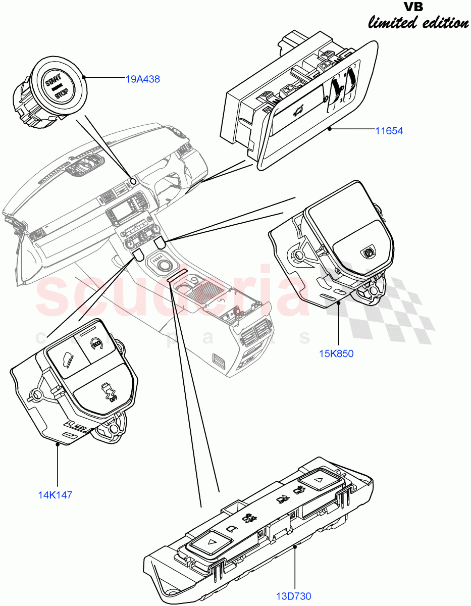 Switches(Facia And Console)(Victoria Beckham Limited Edition,Halewood (UK)) of Land Rover Land Rover Range Rover Evoque (2012-2018) [2.0 Turbo Petrol AJ200P]