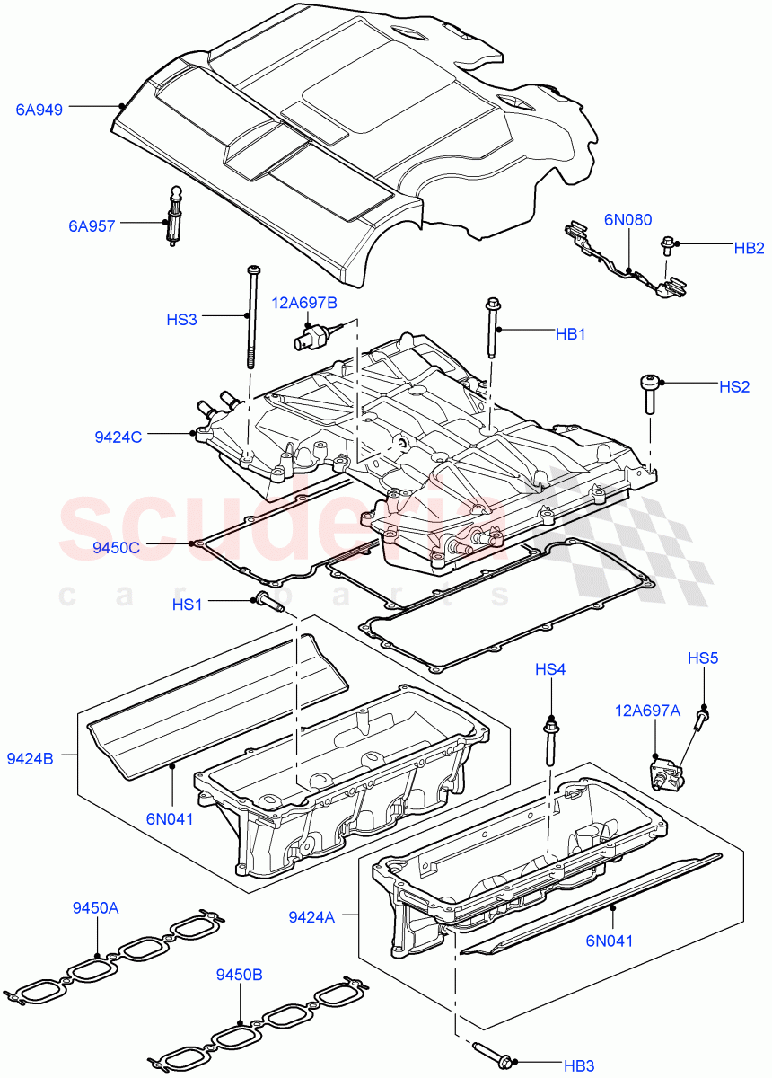 Inlet Manifold(Manifolds, Intercooler And Cover)(5.0L OHC SGDI SC V8 Petrol - AJ133,5.0 Petrol AJ133 DOHC CDA,5.0L P AJ133 DOHC CDA S/C Enhanced) of Land Rover Land Rover Range Rover (2012-2021) [5.0 OHC SGDI SC V8 Petrol]