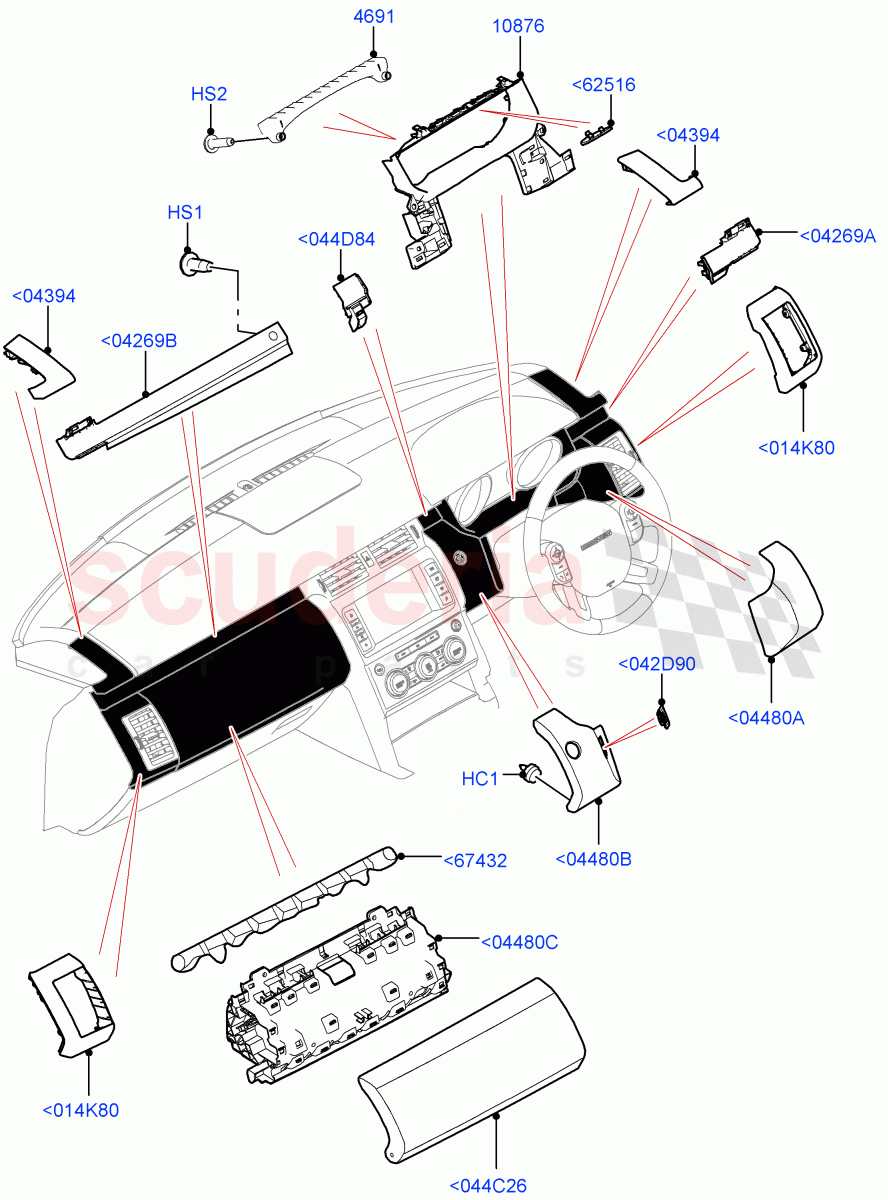 Instrument Panel(Centre, External Components, Nitra Plant Build)((V)FROMK2000001) of Land Rover Land Rover Discovery 5 (2017+) [2.0 Turbo Petrol AJ200P]