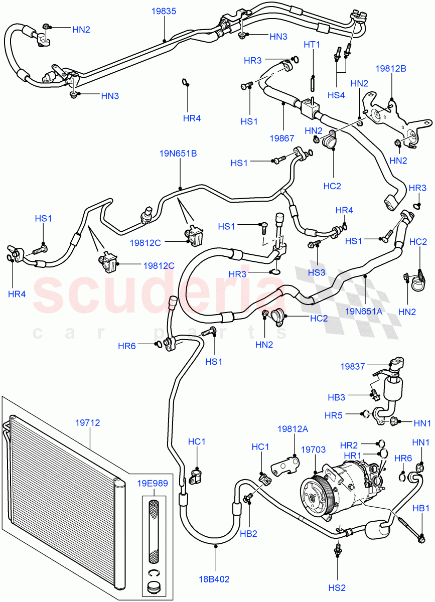 Air Conditioning Condensr/Compressr(5.0L OHC SGDI NA V8 Petrol - AJ133,5.0L OHC SGDI SC V8 Petrol - AJ133)((V)FROMAA000001) of Land Rover Land Rover Range Rover (2010-2012) [4.4 DOHC Diesel V8 DITC]