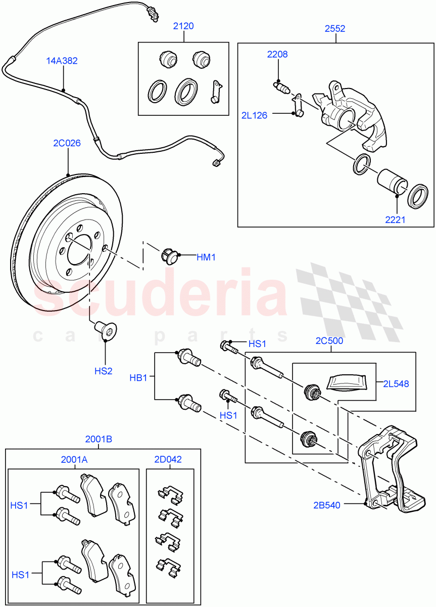 Rear Brake Discs And Calipers(Lion Diesel 2.7 V6 (140KW),Cologne V6 4.0 EFI (SOHC))((V)FROMAA000001,(V)TOCA999999) of Land Rover Land Rover Discovery 4 (2010-2016) [5.0 OHC SGDI NA V8 Petrol]