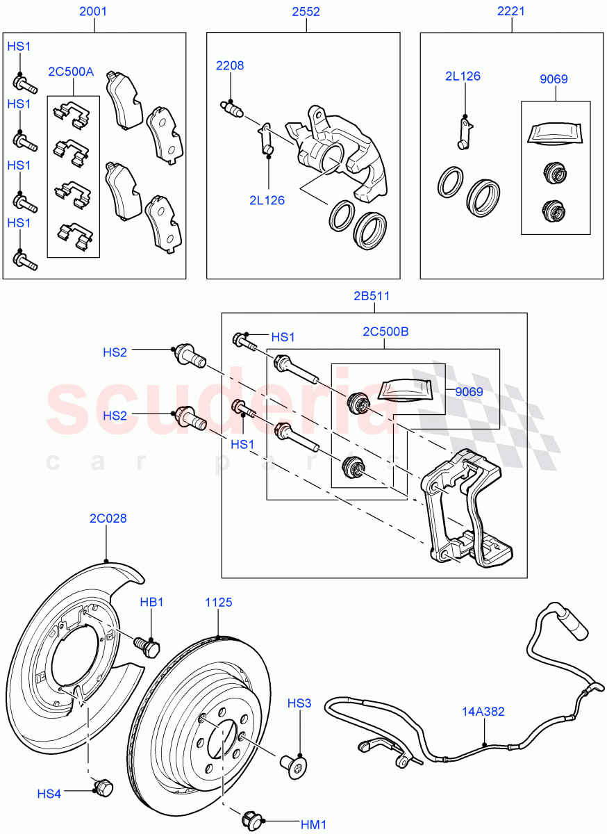 Rear Brake Discs And Calipers (4.4L DOHC DITC V8 Diesel, 5.0L OHC SGDI SC V8 Petrol - AJ133) ((V) FROMAA000001) of Land Rover Land Rover Range Rover (2010-2012) [3.6 V8 32V DOHC EFI Diesel]