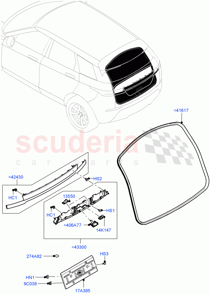 Luggage Compartment Door (Weatherstrips And Seals) (Changsu (China)) of Land Rover Land Rover Range Rover Evoque (2019+) [2.0 Turbo Diesel AJ21D4]