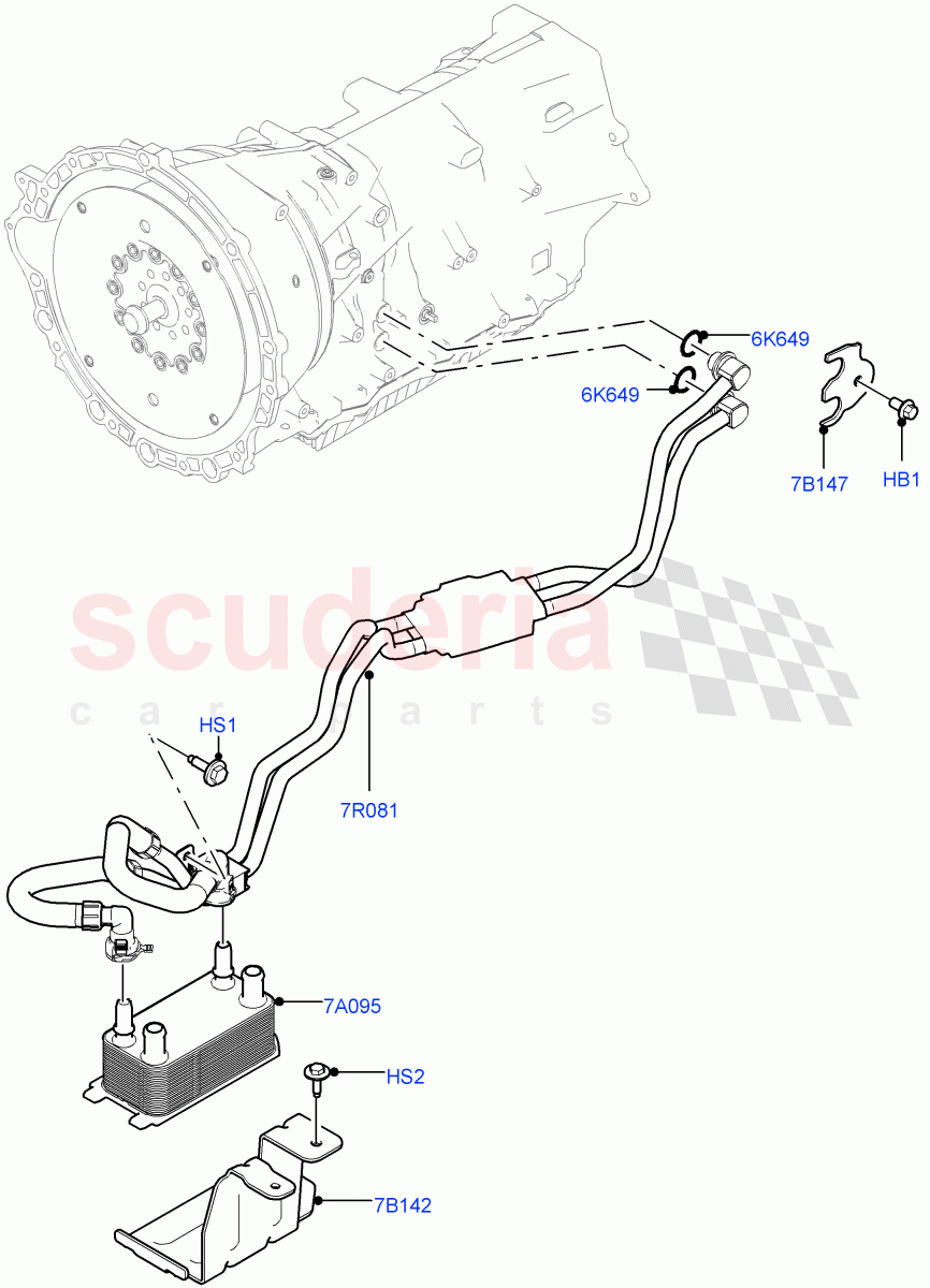 Transmission Cooling Systems(2.0L I4 DSL MID DOHC AJ200,8 Speed Auto Trans ZF 8HP45,2.0L I4 DSL HIGH DOHC AJ200) of Land Rover Land Rover Range Rover Velar (2017+) [3.0 I6 Turbo Petrol AJ20P6]