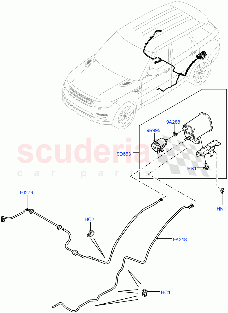 Carbon Canister (2.0L I4 High DOHC AJ200 Petrol, Fuel Tank Filler Neck - Unleaded) ((V) FROMJA000001, (V) TOJA999999) of Land Rover Land Rover Range Rover Sport (2014+) [2.0 Turbo Petrol AJ200P]