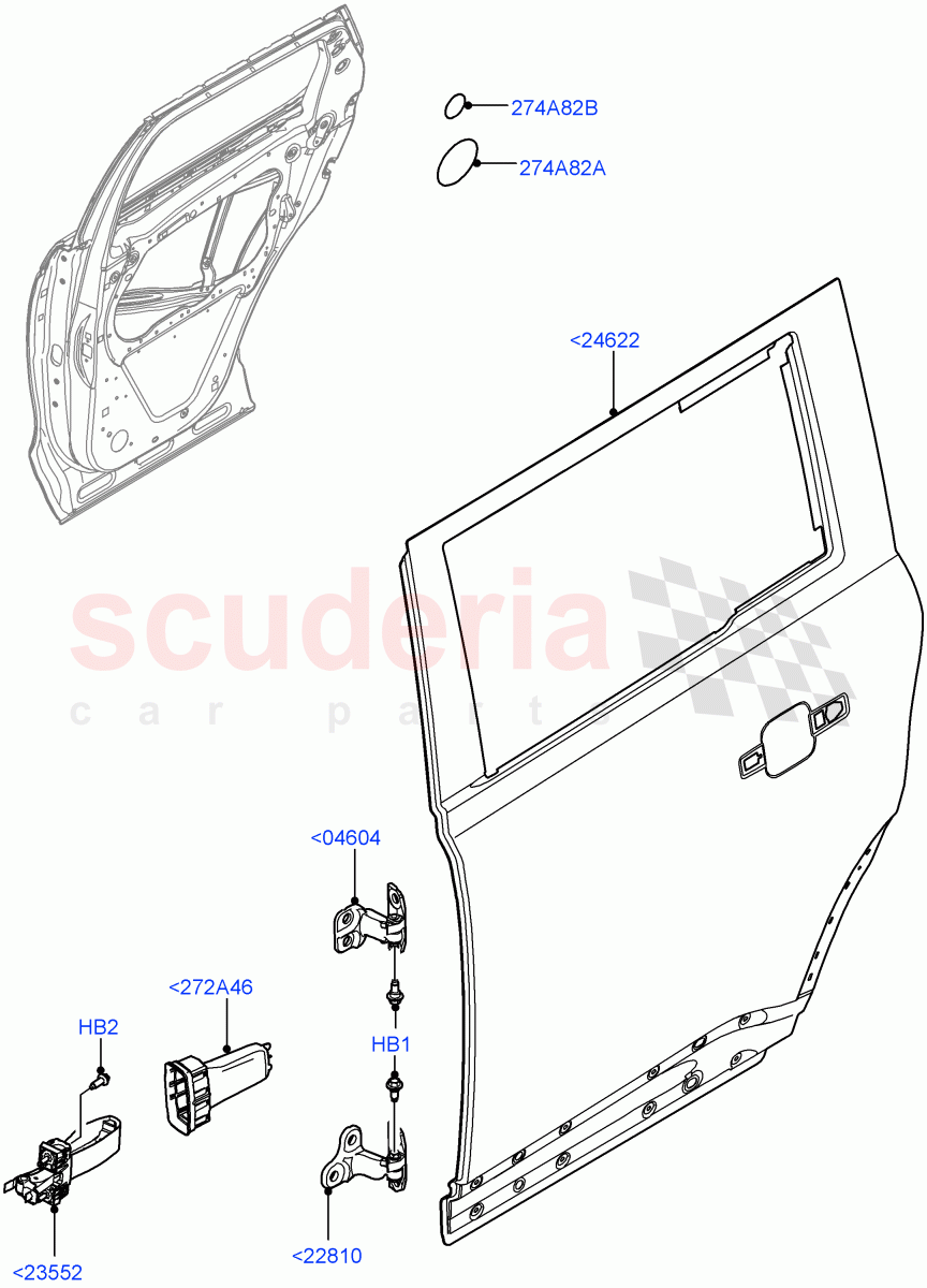 Rear Doors, Hinges & Weatherstrips(Door And Fixings)(Standard Wheelbase) of Land Rover Land Rover Defender (2020+) [3.0 I6 Turbo Diesel AJ20D6]